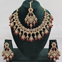 Rajwadi Collection Traditional Luxe Crystal Stone And Beads Necklace Set