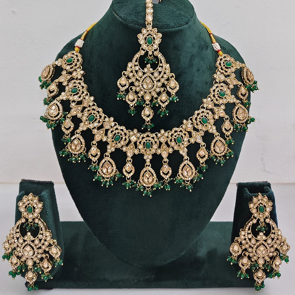 Rajwadi Collection Traditional Luxe Crystal Stone And Beads Necklace Set