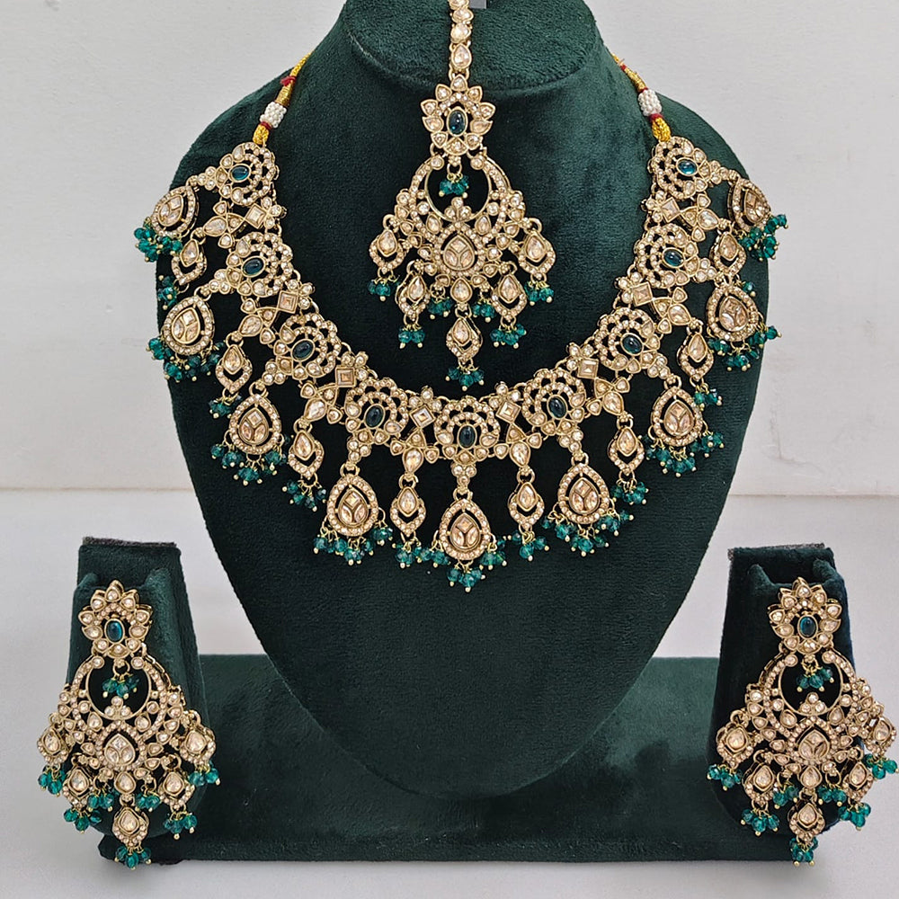 Rajwadi Collection Traditional Luxe Crystal Stone And Beads Necklace Set