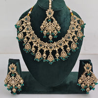 Rajwadi Collection Traditional Luxe Crystal Stone And Beads Necklace Set