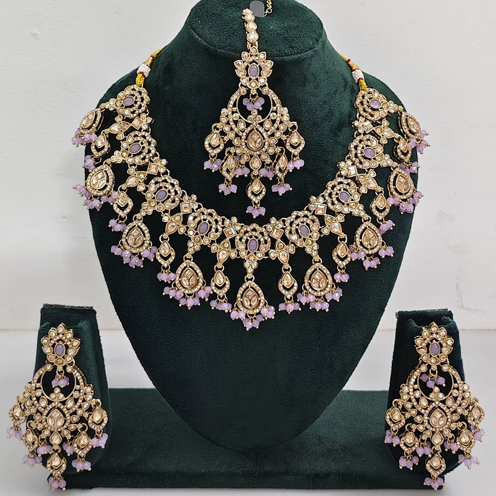 Rajwadi Collection Traditional Luxe Crystal Stone And Beads Necklace Set