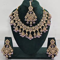 Rajwadi Collection Traditional Luxe Crystal Stone And Beads Necklace Set