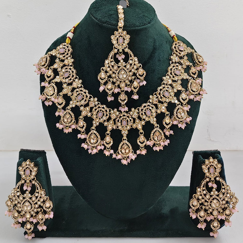 Rajwadi Collection Traditional Luxe Crystal Stone And Beads Necklace Set