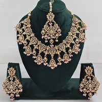 Rajwadi Collection Traditional Luxe Crystal Stone And Beads Necklace Set