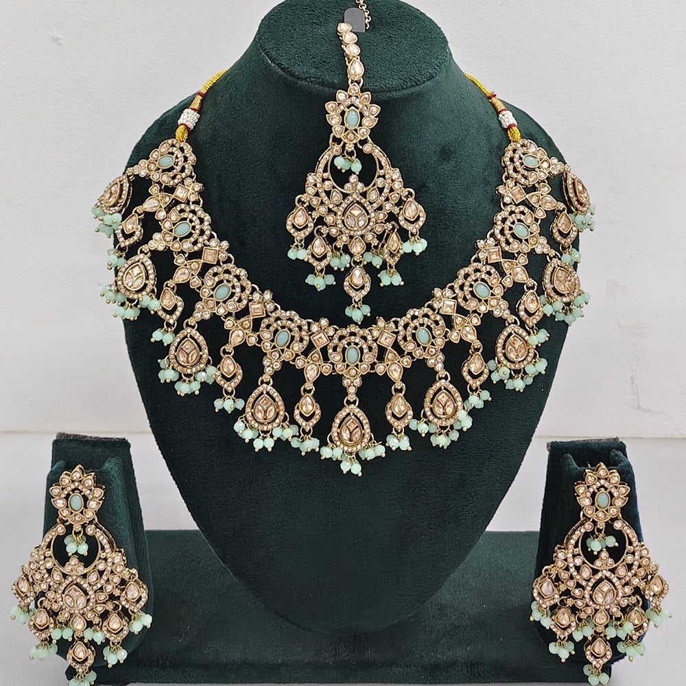 Rajwadi Collection Traditional Luxe Crystal Stone And Beads Necklace Set