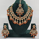 Rajwadi Collection Traditional Luxe Crystal Stone And Beads Necklace Set