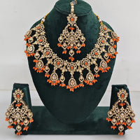 Rajwadi Collection Traditional Luxe Crystal Stone And Beads Necklace Set