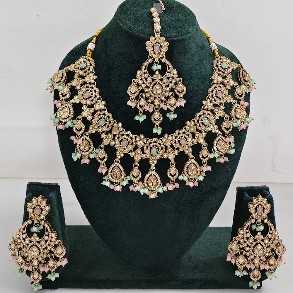 Rajwadi Collection Traditional Luxe Crystal Stone And Beads Necklace Set