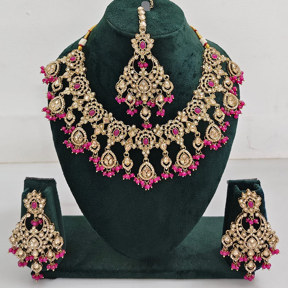 Rajwadi Collection Traditional Luxe Crystal Stone And Beads Necklace Set