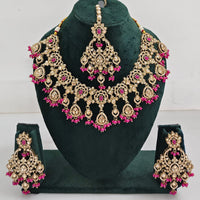 Rajwadi Collection Traditional Luxe Crystal Stone And Beads Necklace Set
