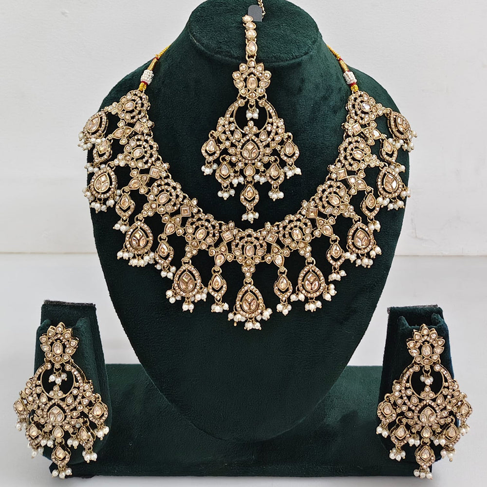 Rajwadi Collection Traditional Luxe Crystal Stone And Beads Necklace Set