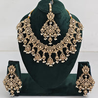 Rajwadi Collection Traditional Luxe Crystal Stone And Beads Necklace Set