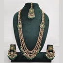 Rajwadi Collection Exquisite Long Necklace Set Embellished with Sparkling Crystals and Beads