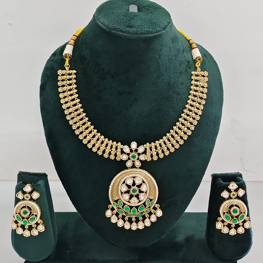 Rajwadi  Necklace Set with Authentic Polki Kundan Work Perfect for Weddings And Celebrations