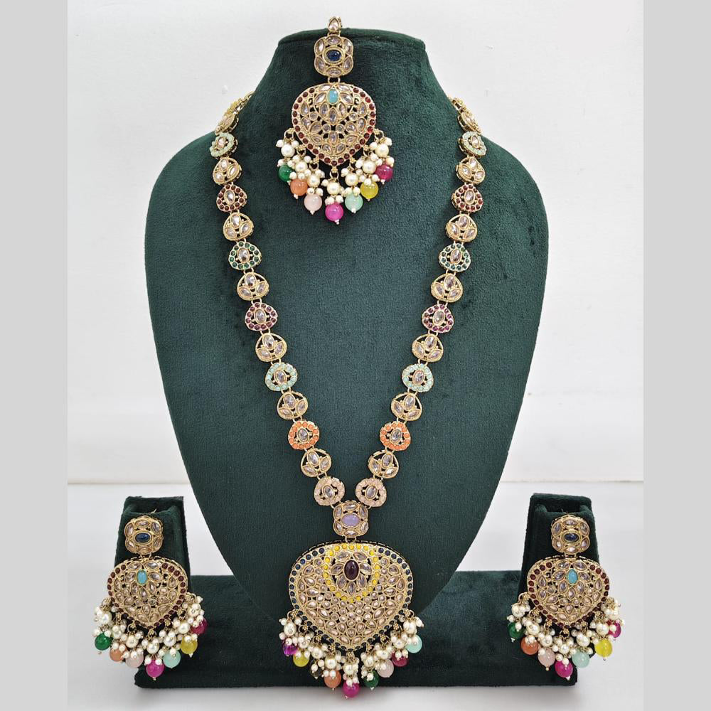 Rajwadi Collection Austrian Stone  And Beads Long Necklace Set