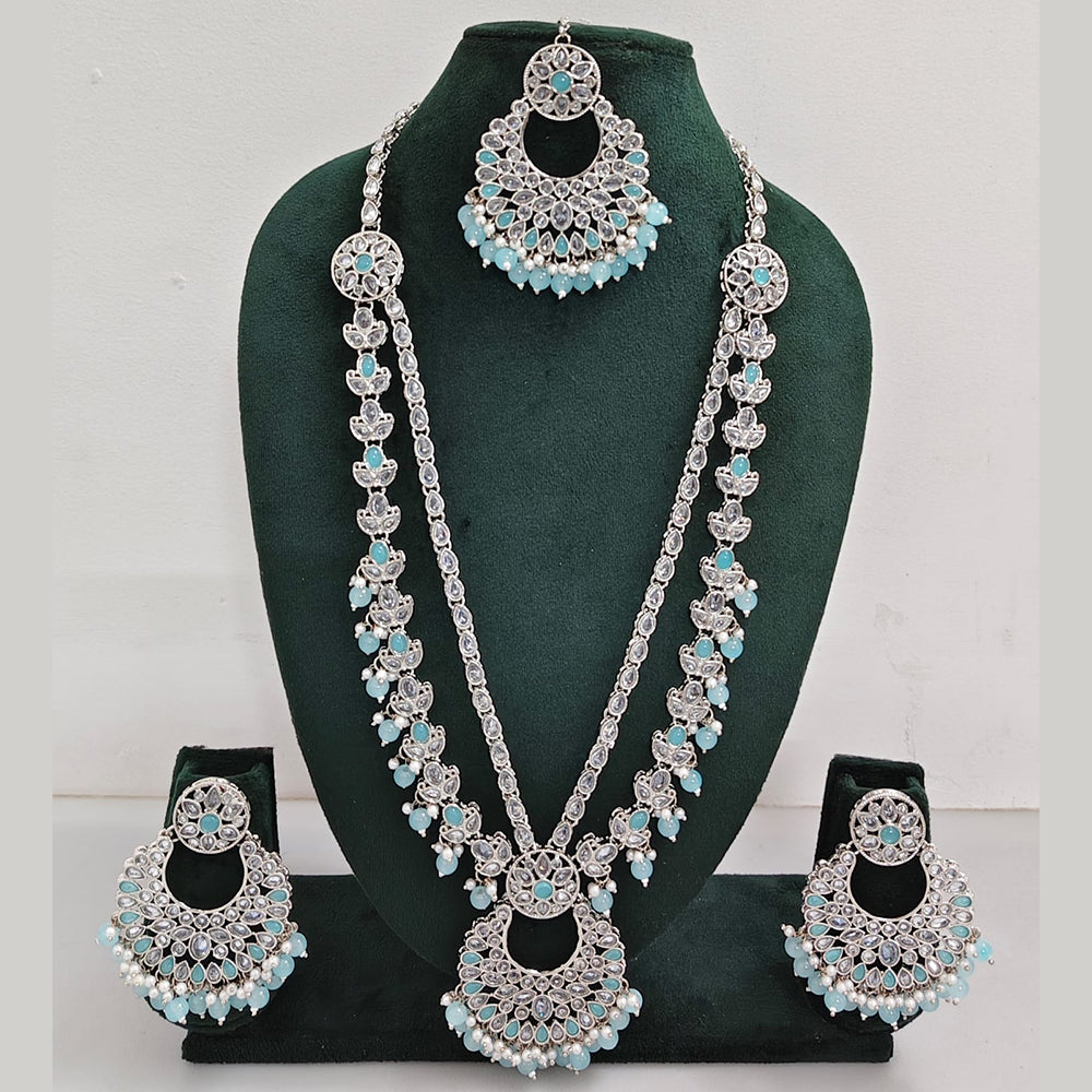 Rajwadi Collection Antique Look Rani Haar Set with Rhodium Finish