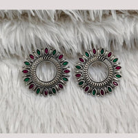 Rajwadi Collection Boho Oxidised Plated Crystal Stone And Pearl Dangler Earrings