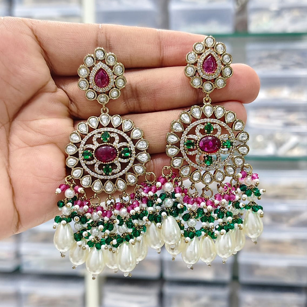 Rajwadi Collection Traditional Pota Pearl And Beads Dangler Earrings