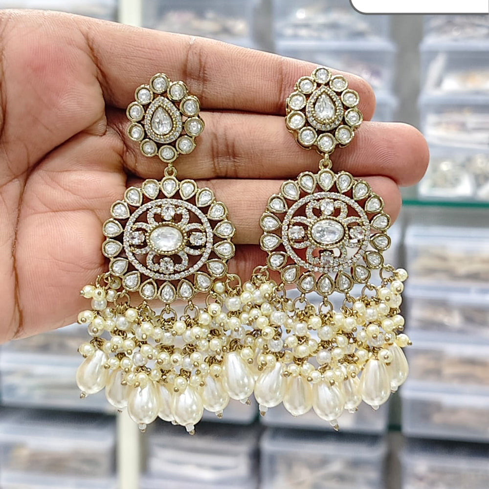 Rajwadi Collection Traditional Pota Pearl And Beads Dangler Earrings