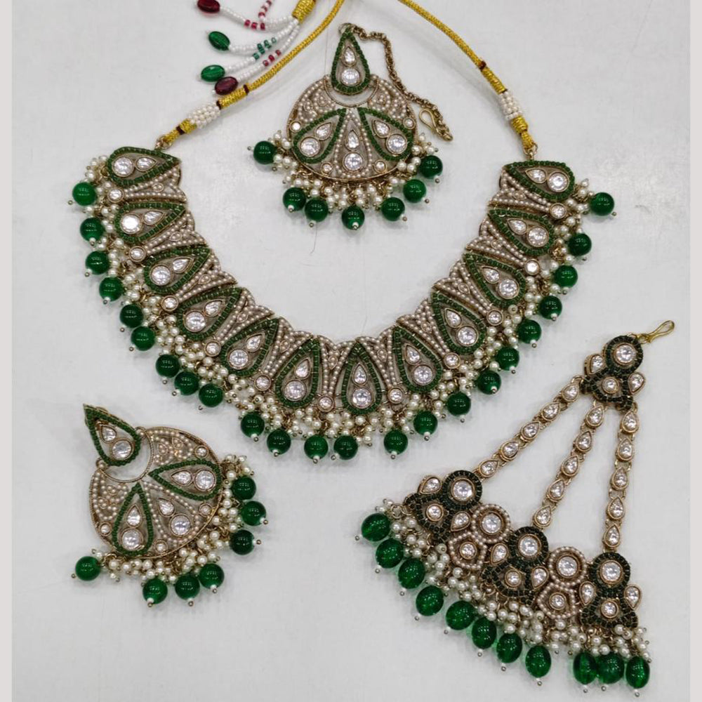 Rajwadi Collection Royal Austrian Stone Beads And Pearl Necklace Set