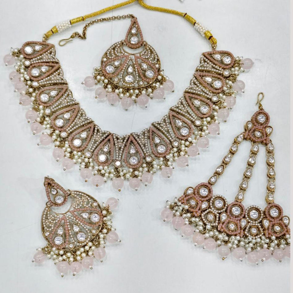 Rajwadi Collection Royal Austrian Stone Beads And Pearl Necklace Set