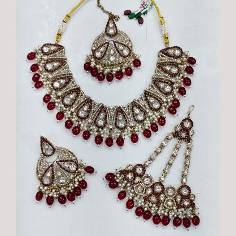 Rajwadi Collection Royal Austrian Stone Beads And Pearl Necklace Set