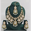 Rajwadi Collection Gold Plated Pota Stone Pearl And Beads Necklace Set