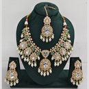 Rajwadi Collection Gold Plated Pota Stone Pearl And Beads Necklace Set