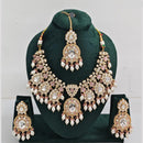 Rajwadi Collection Gold Plated Pota Stone Pearl And Beads Necklace Set