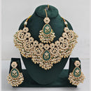 Rajwadi Collection Gold Plated Pota Stone And Pearls Necklace Set