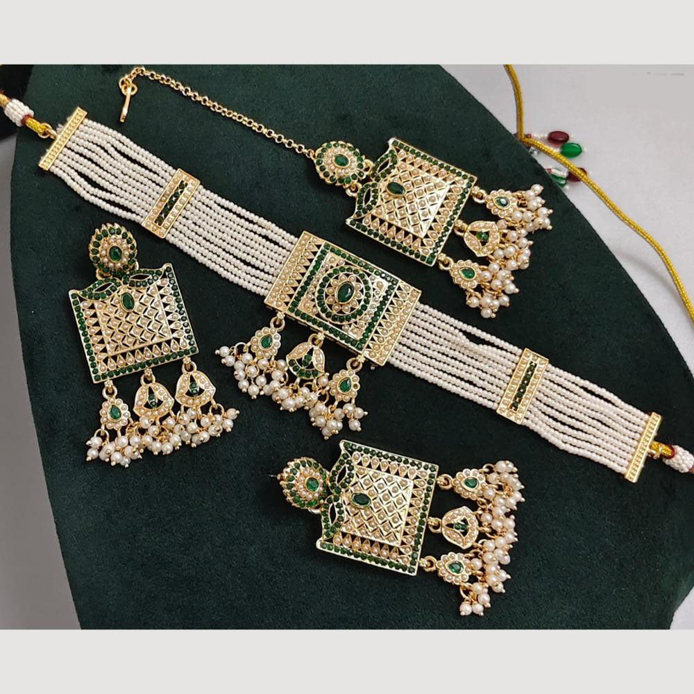 Rajwadi Collection Pearl Detaling Traditional Choker Necklace Set