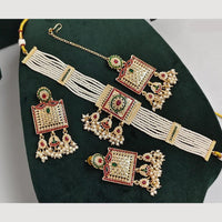Rajwadi Collection Pearl Detaling Traditional Choker Necklace Set
