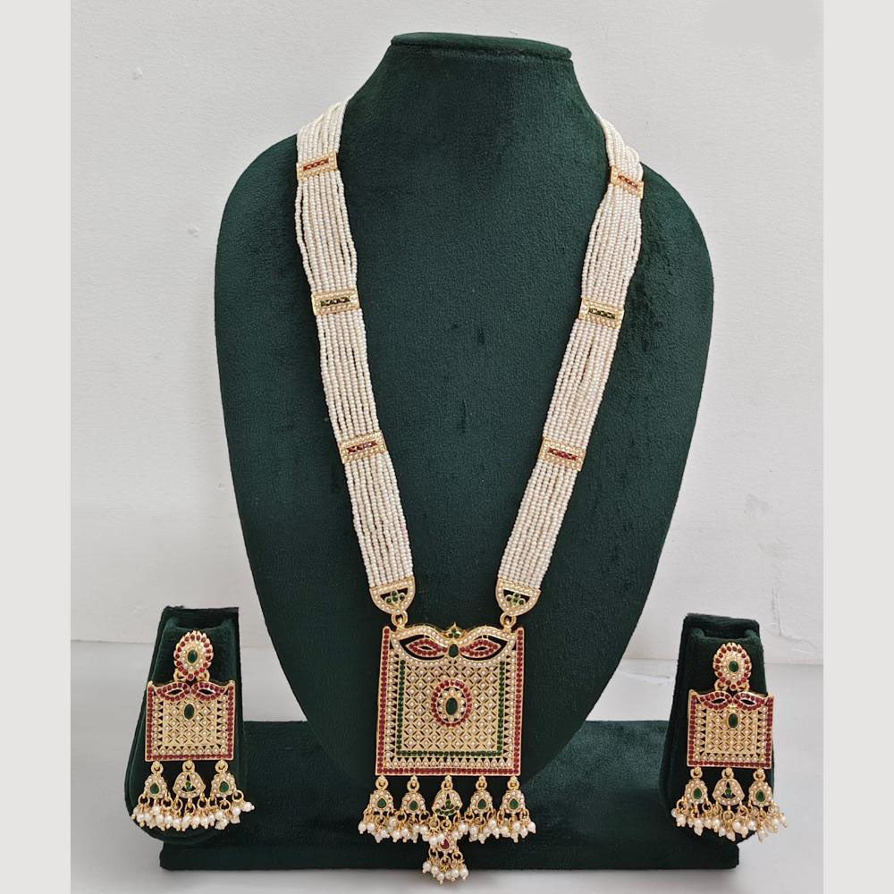 Rajwadi Collection Pearl Detaling  Long Necklace Set