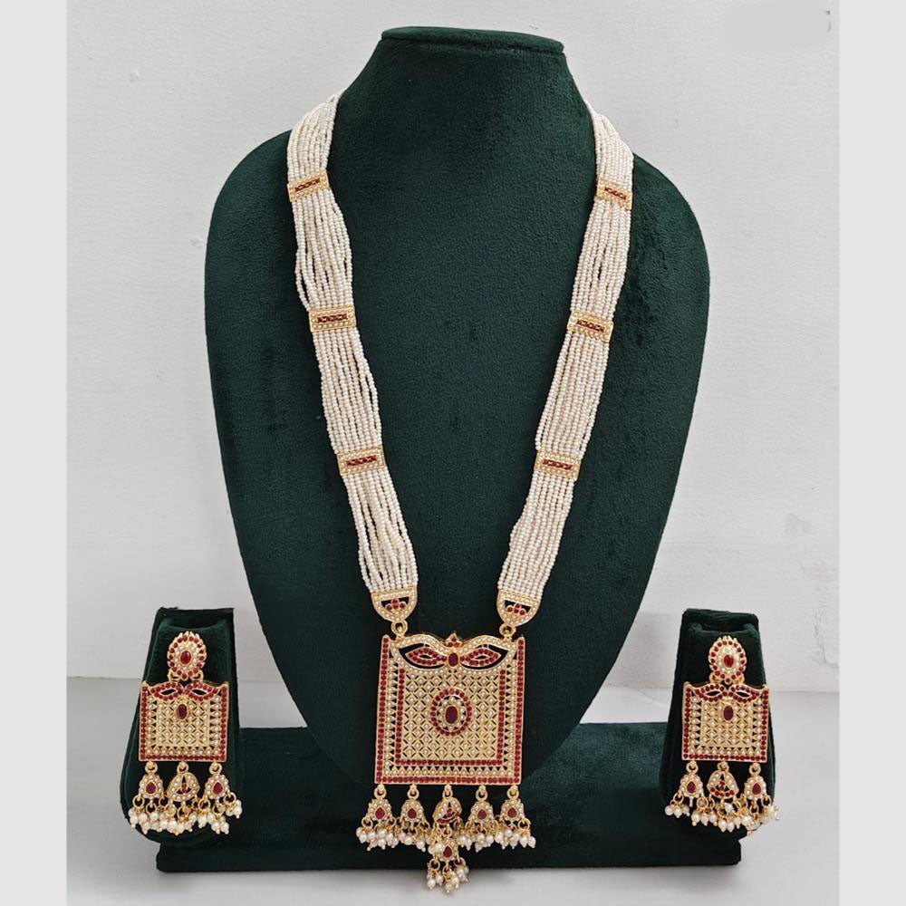 Rajwadi Collection Pearl Detaling  Long Necklace Set