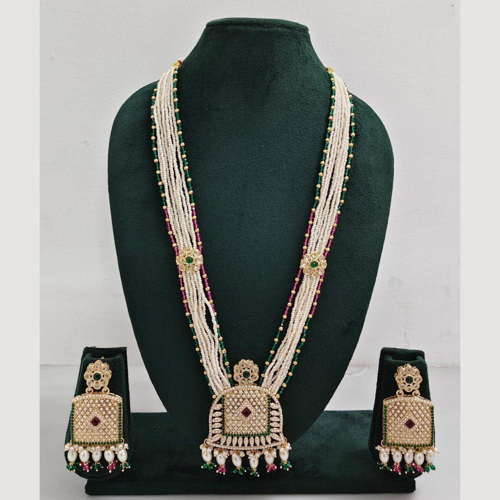 Rajwadi Collection Pearl Detaling  Long Necklace Set