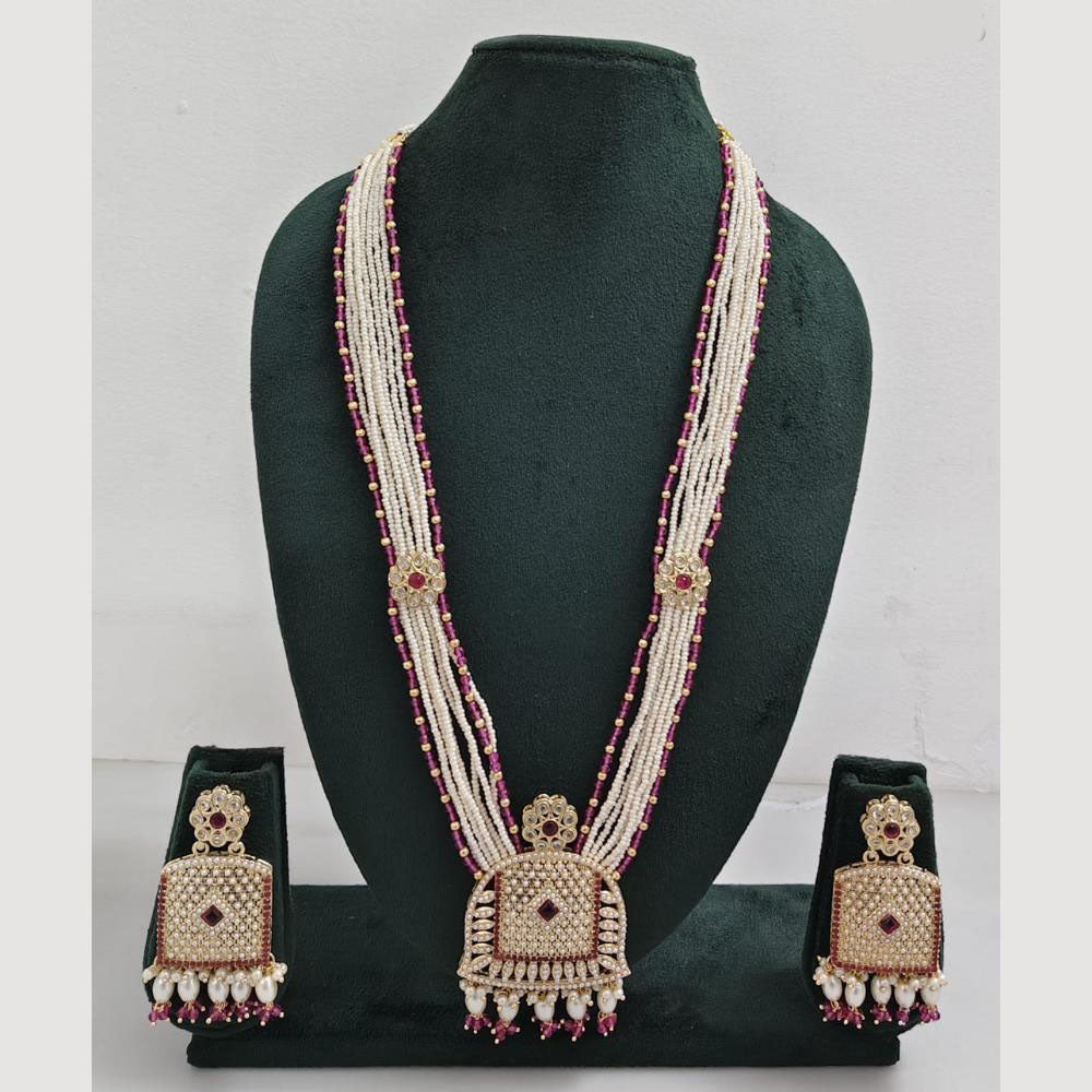 Rajwadi Collection Pearl Detaling  Long Necklace Set