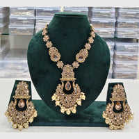 Rajwadi Collection Antique Finish Crystal Stone And Pearl Beads Necklace Set
