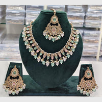 Rajwadi Collection Antique Finish Crystal Stone And Pearl Beads Necklace Set