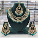 Rajwadi Collection Antique Finish Crystal Stone And Pearl Beads Necklace Set