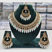Rajwadi Collection Antique Finish Crystal Stone And Pearl Beads Necklace Set