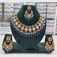 Rajwadi Collection Antique Finish Crystal Stone And Pearl Beads Necklace Set