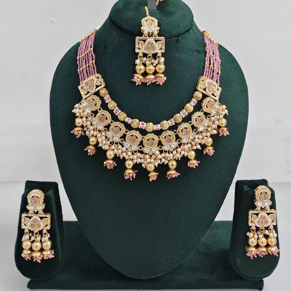 Rajwadi Collection Traditional Kundan And Pearl Necklace Set