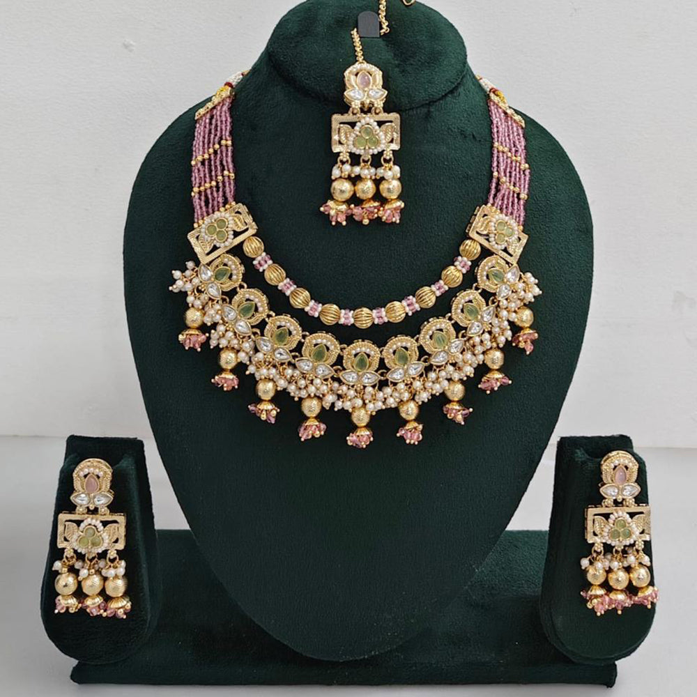 Rajwadi Collection Traditional Kundan And Pearl Necklace Set