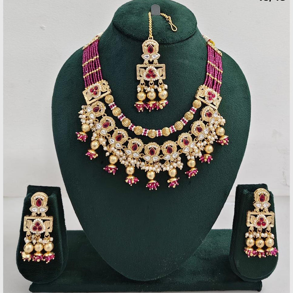 Rajwadi Collection Traditional Kundan And Pearl Necklace Set