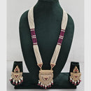 Rajwadi Collection Designer Crystal Stone Pearl Long Necklace Jewellery Set