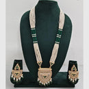 Rajwadi Collection Designer Crystal Stone Pearl Long Necklace Jewellery Set