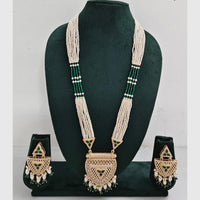 Rajwadi Collection Designer Crystal Stone Pearl Long Necklace Jewellery Set