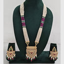 Rajwadi Collection Designer Crystal Stone Pearl Long Necklace Jewellery Set