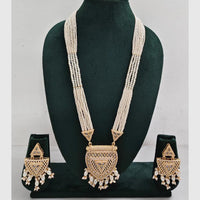 Rajwadi Collection Designer Crystal Stone Pearl Long Necklace Jewellery Set