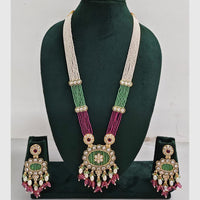 Rajwadi Collection Designer Crystal Stone Pearl Long Necklace Jewellery Set